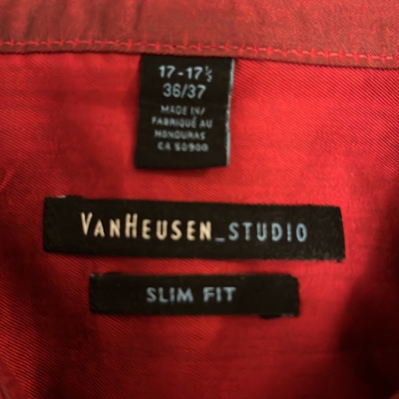 Van Heuson Slim Fit Red Dress Shirt 17-17.5 36/37 - Picture 3 of 4